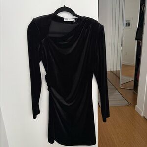 Zara Black Long Sleeve Velvet Dress